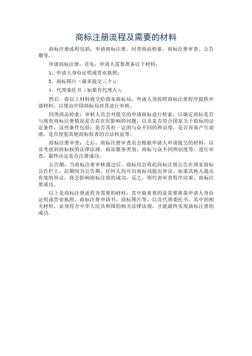 商标注册流程及需要的材料