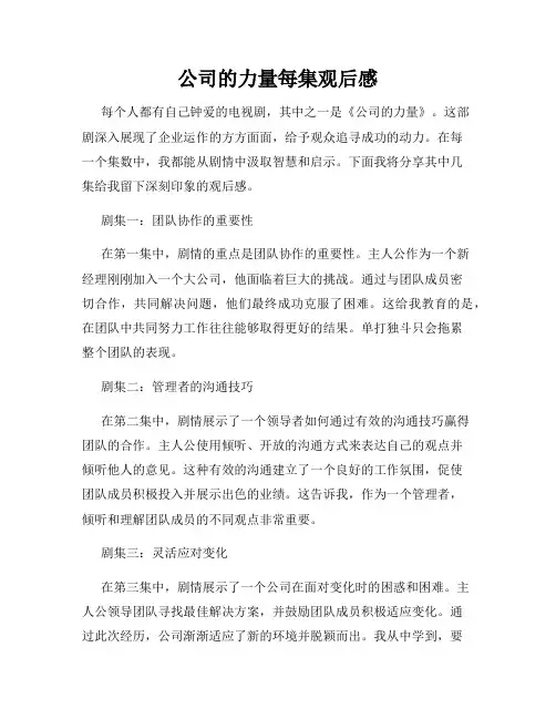 公司的力量每集观后感