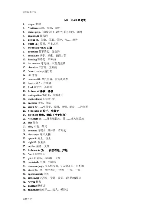 牛津英语模块9单词表