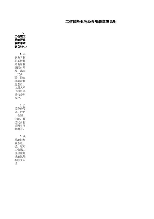 工伤保险经办规程附表