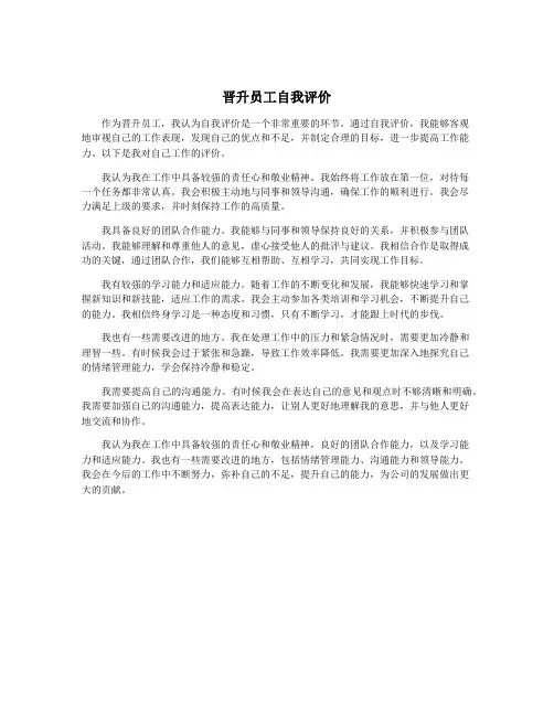 晋升员工自我评价