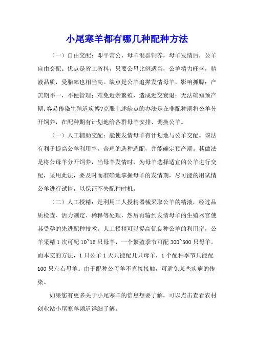 小尾寒羊都有哪几种配种方法