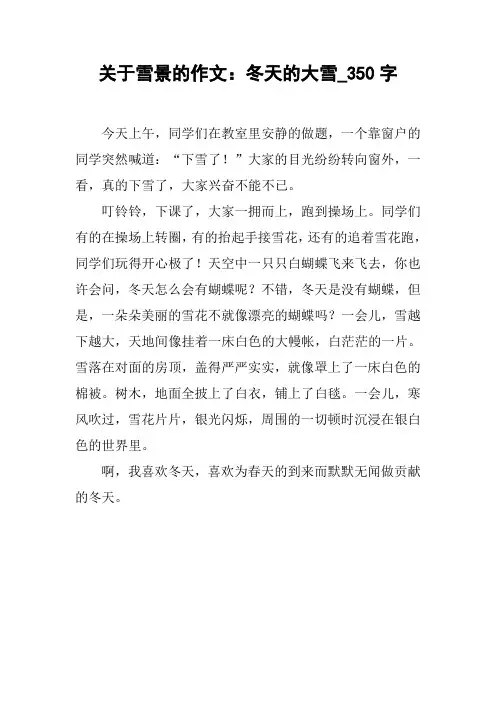 关于雪景的作文：冬天的大雪_350字