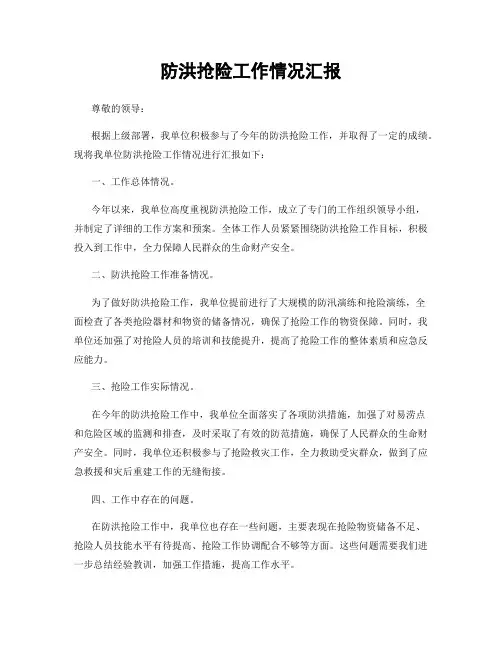防洪抢险工作情况汇报