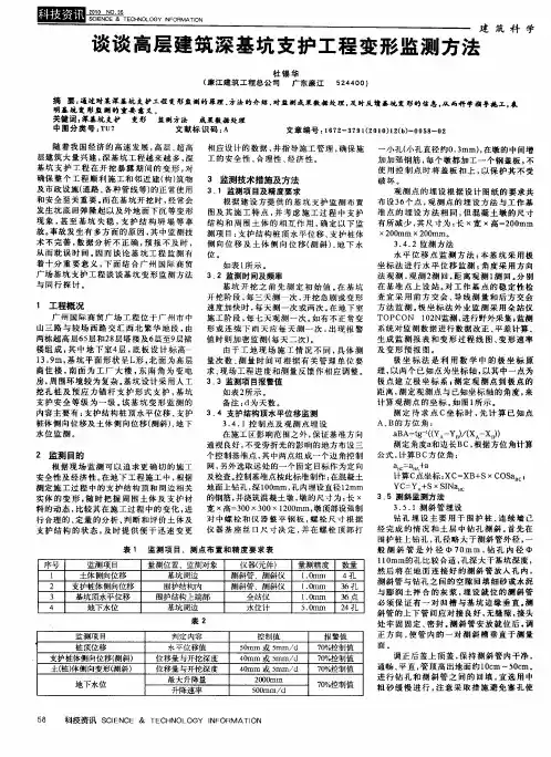 谈谈高层建筑深基坑支护工程变形监测方法