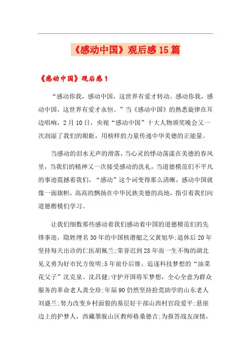 《感动中国》观后感15篇