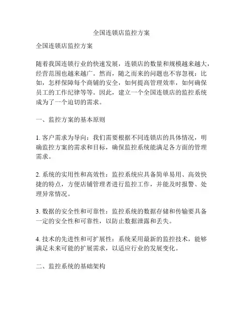 全国连锁店监控方案