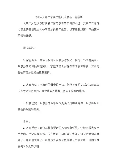 《童年》第二章读书笔记,有赏析、有感想