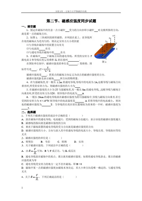 新课标人教版31选修三32磁感应强度同步试题5