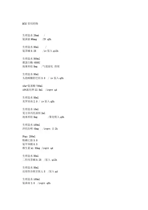 ICU常用药物