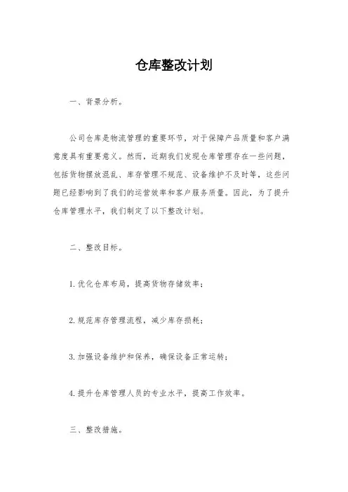 仓库整改计划