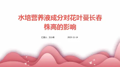 水培营养液成分对花叶蔓长春株高的影响