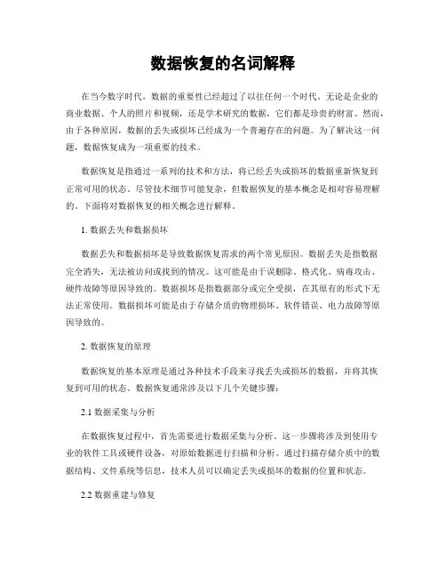 数据恢复的名词解释