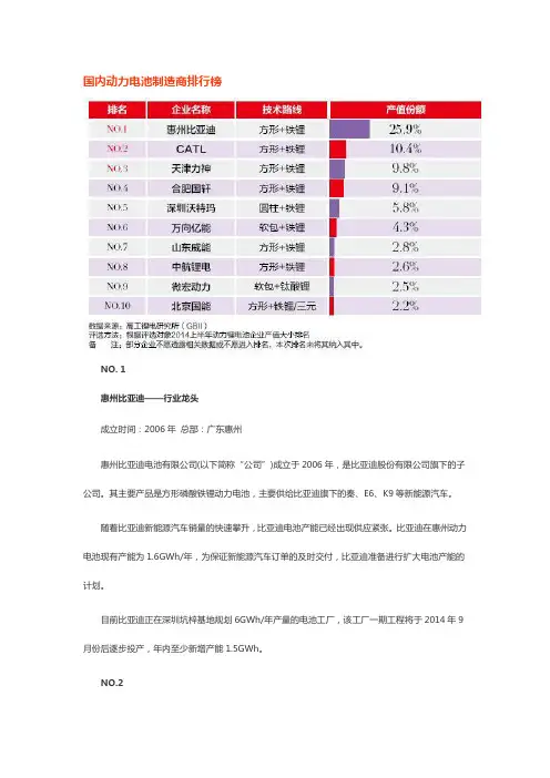国内动力电池制造商排行榜