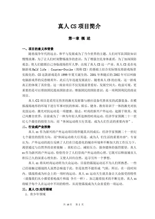 真人CS项目方案书