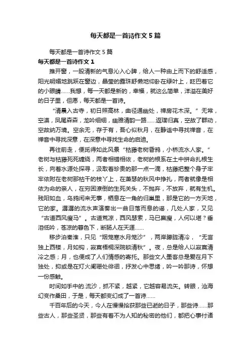 每天都是一首诗作文5篇