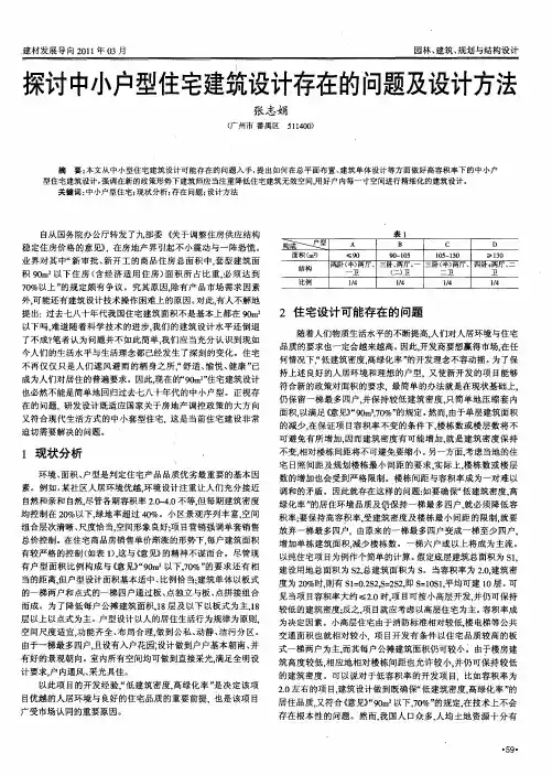 探讨中小户型住宅建筑设计存在的问题及设计方法