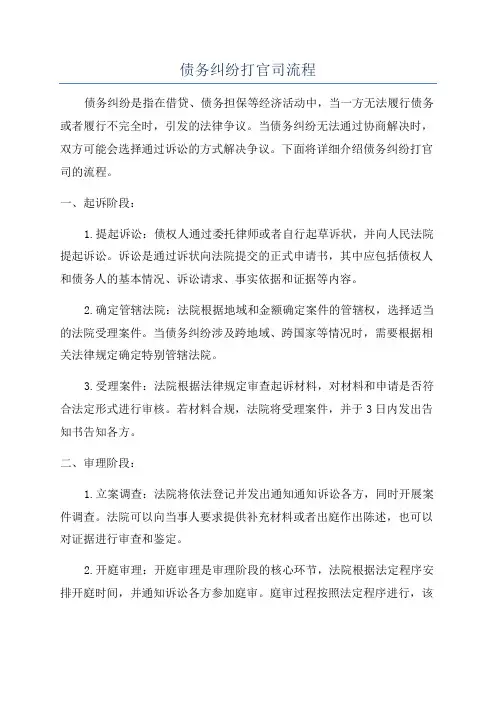 债务纠纷打官司流程