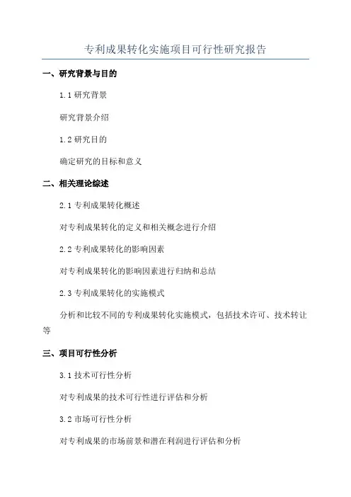 专利成果转化实施项目可行性研究报告