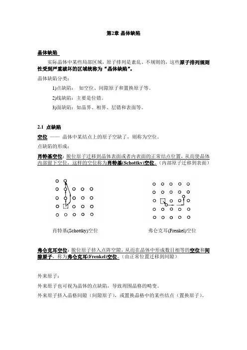 材料科学基础重点总结 2 空位与位错