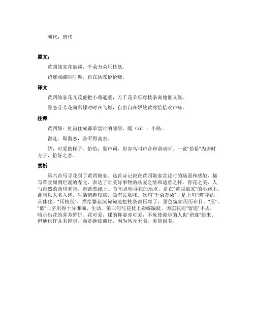 杜甫《江畔独步寻花其六》原文翻译及赏析