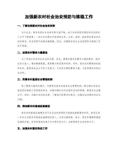 加强新农村社会治安预防与维稳工作
