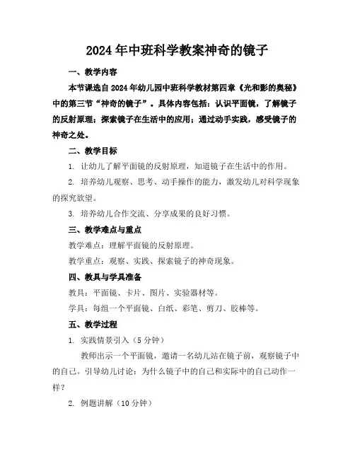 2024年中班科学教案神奇的镜子