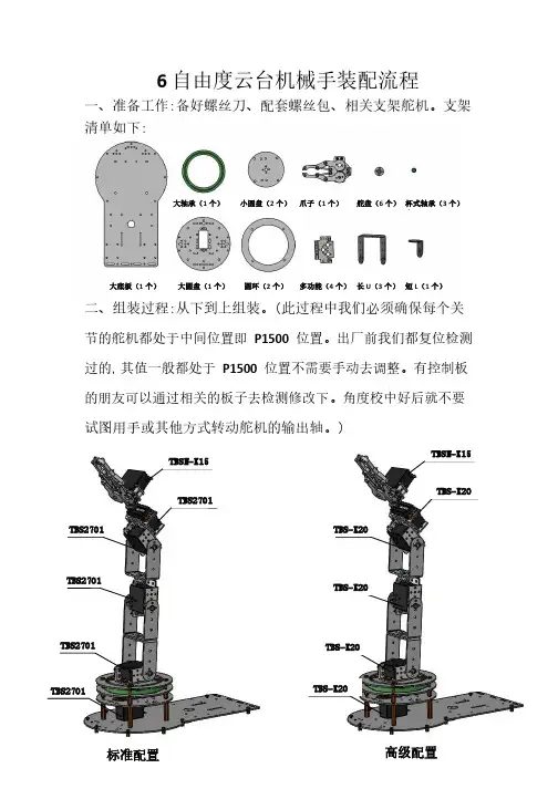 6自由度云台机械手组装教程PWM舵机版