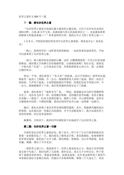 世界之窗作文600字