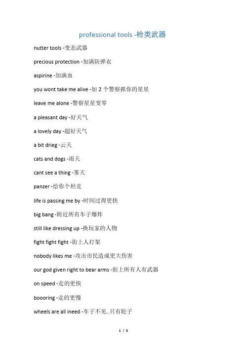 侠盗飞车罪恶都市最全的秘籍大全