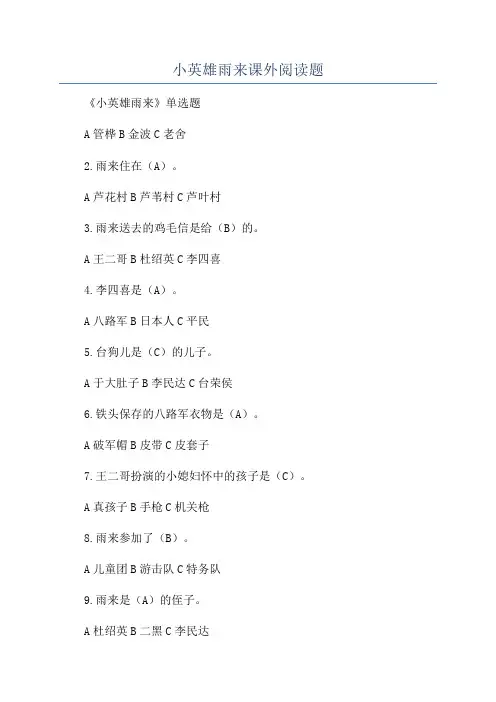 小英雄雨来课外阅读题