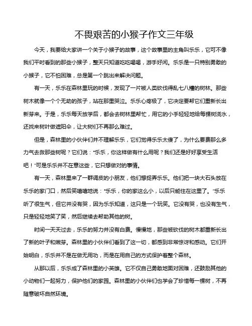 不畏艰苦的小猴子作文三年级