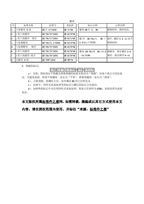 螺母标记规则