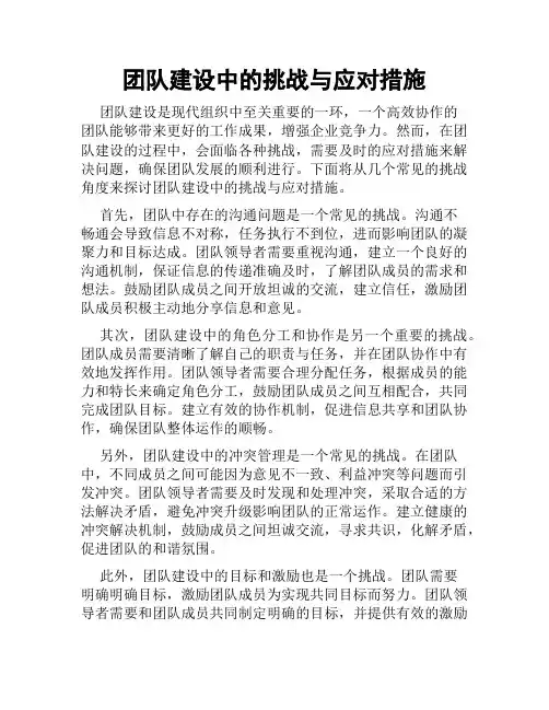 团队建设中的挑战与应对措施