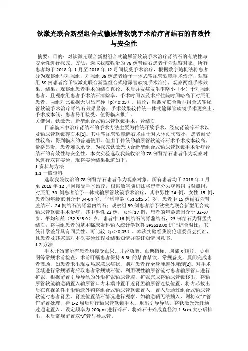 钬激光联合新型组合式输尿管软镜手术治疗肾结石的有效性与安全性