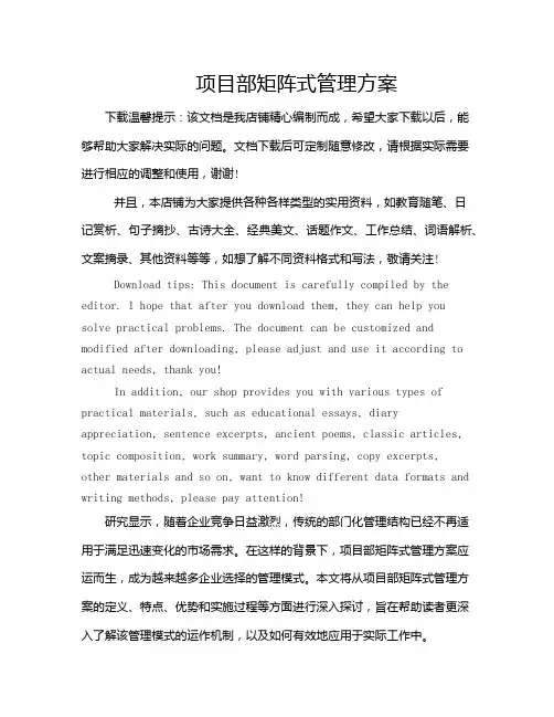 项目部矩阵式管理方案