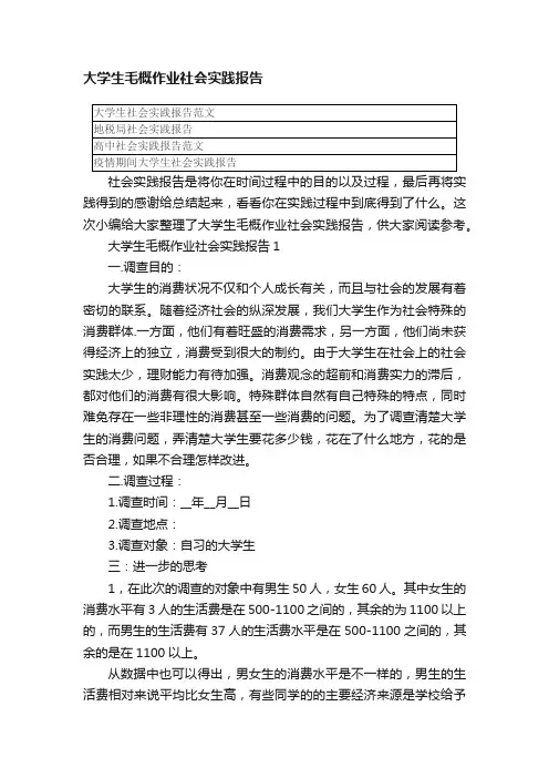 大学生毛概作业社会实践报告