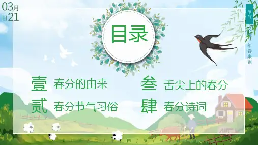 卡通小清新绿色二十四节气春分教育通用讲课PPT课件