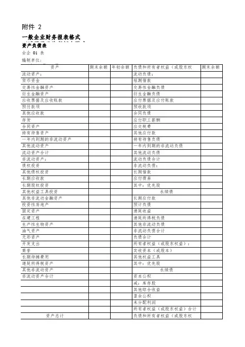 2019最新一般企业财务报表格式(执行新金融准则或新收入准则的企业)