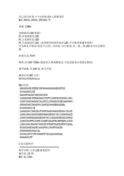 51单片机控制LED七彩渐变灯