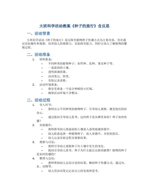 大班科学活动教案《种子的旅行》含反思