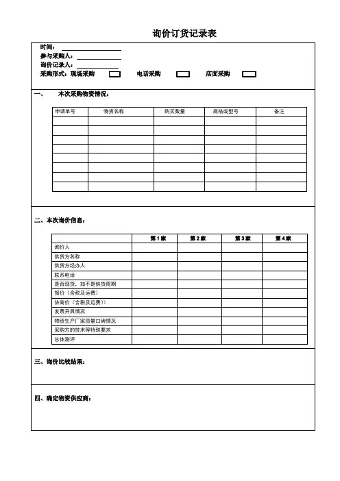 物资采购询价表