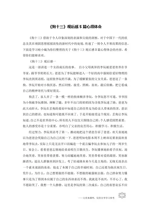 《狗十三》观后感5篇心得体会