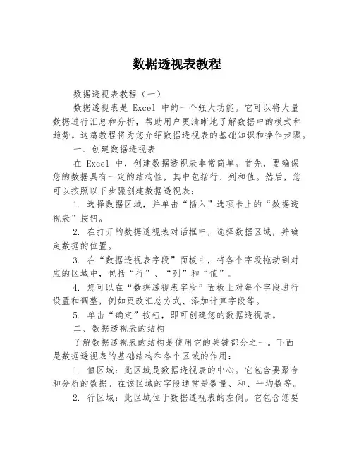 数据透视表教程