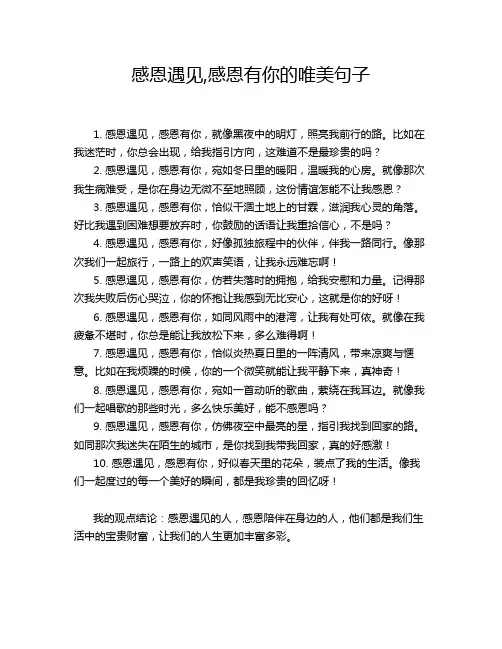 感恩遇见,感恩有你的唯美句子