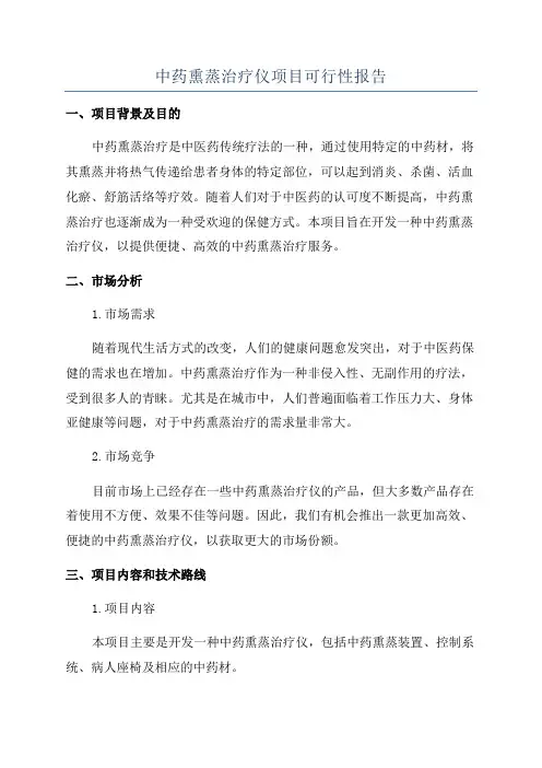 中药熏蒸治疗仪项目可行性报告