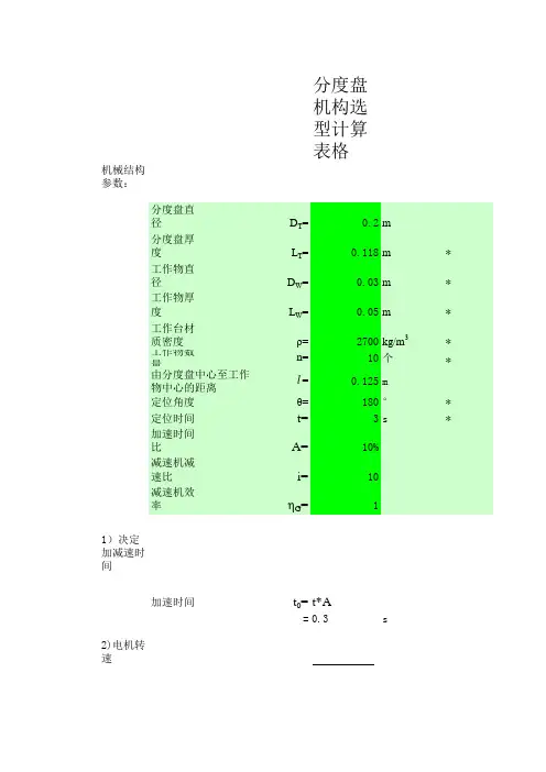 伺服电机选型计算