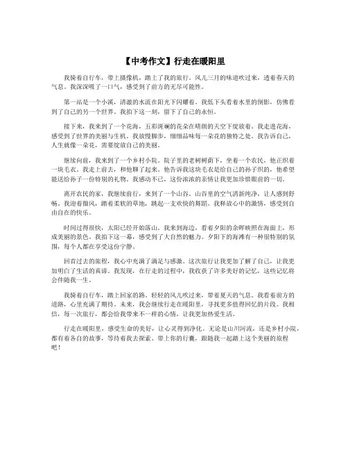 【中考作文】行走在暖阳里