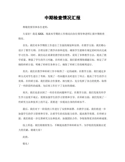 中期检查情况汇报