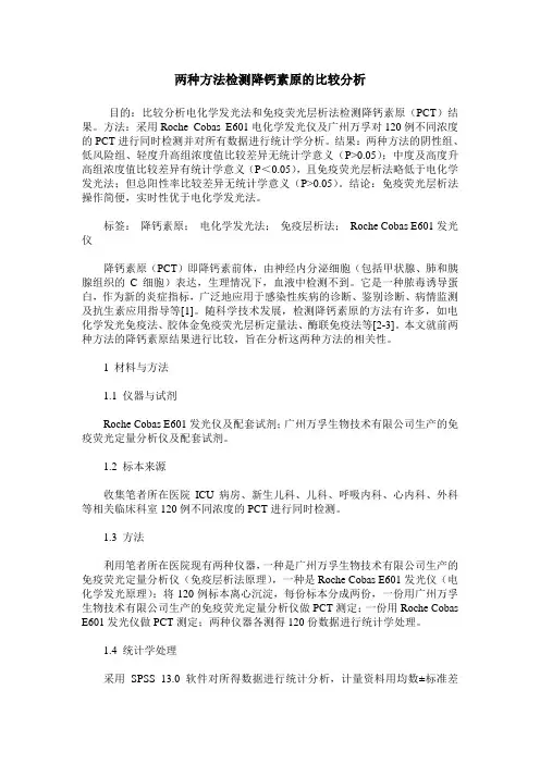 两种方法检测降钙素原的比较分析